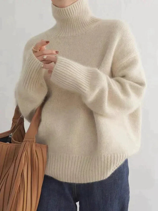 Pull col roulé rayé en cachemire femme – Hanna
