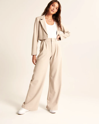 Pantalon tailleur jambe large femme – Maria