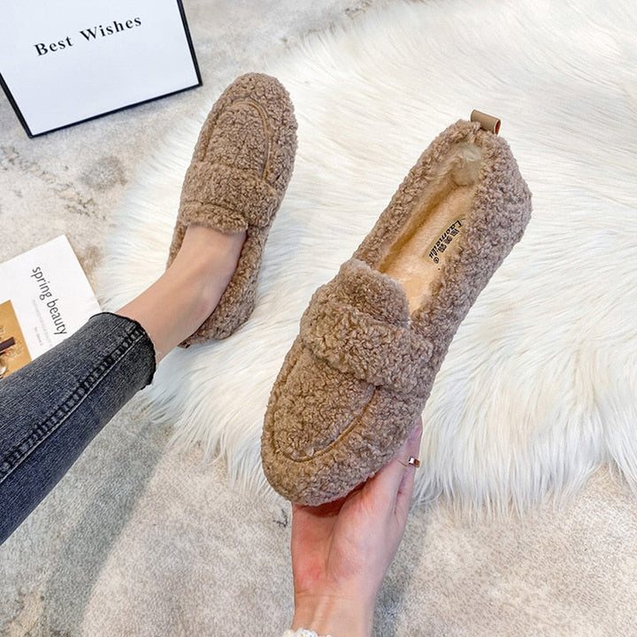 Mocassins en peluche semelle antidérapante – Arielle