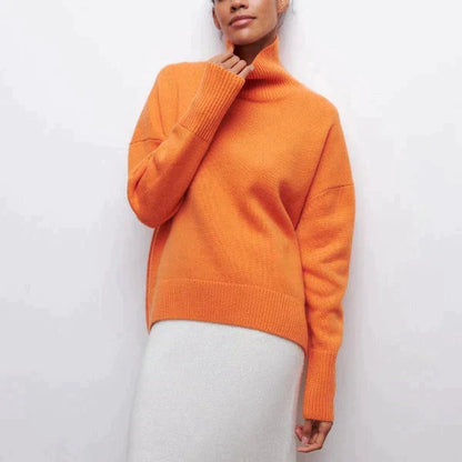 Pull col roulé oversize en coton femme