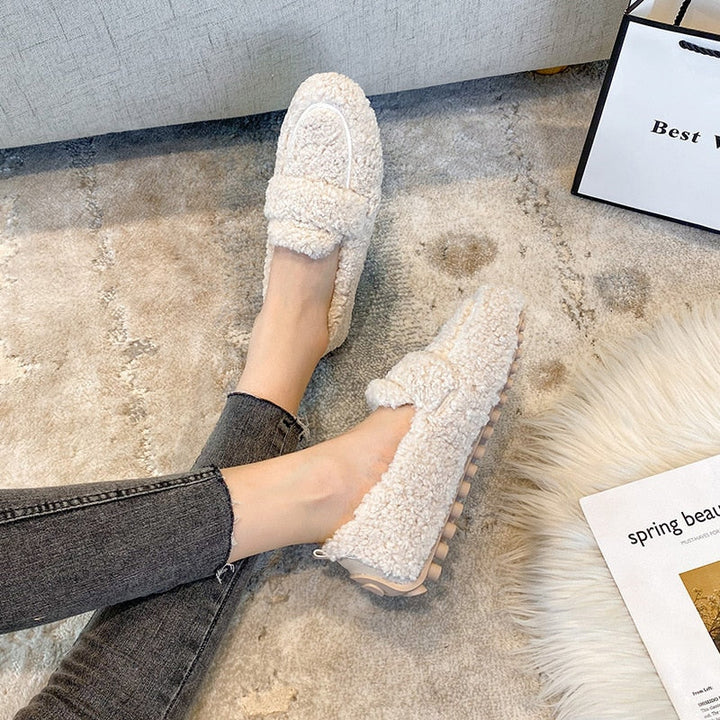 Mocassins en peluche semelle antidérapante – Arielle