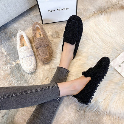 Mocassins en peluche semelle antidérapante – Arielle