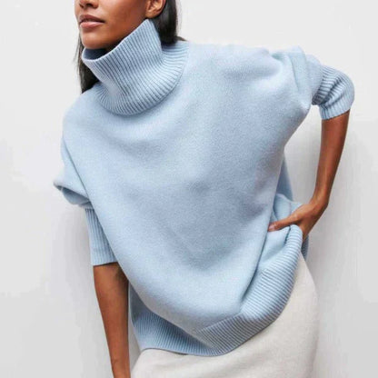 Pull col roulé oversize en coton femme