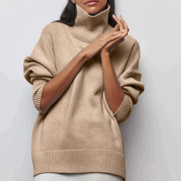Pull col roulé oversize en coton femme