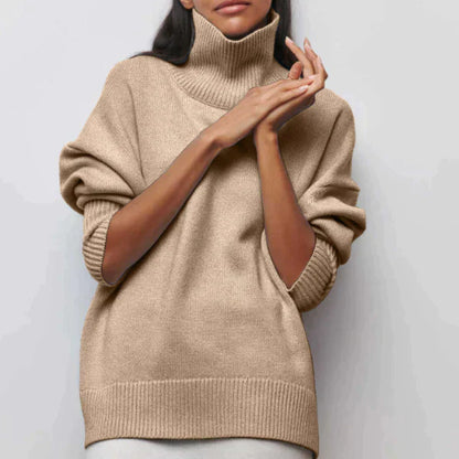 Pull col roulé oversize en coton femme