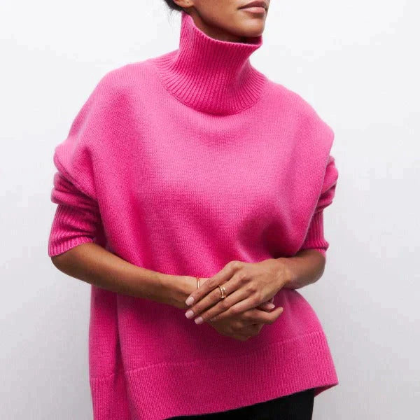 Pull col roulé oversize en coton femme