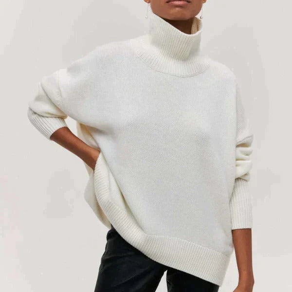 Pull col roulé oversize en coton femme