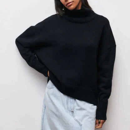 Pull col roulé oversize en coton femme