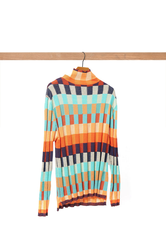 Pull col roulé patchwork en cachemire femme – Colette