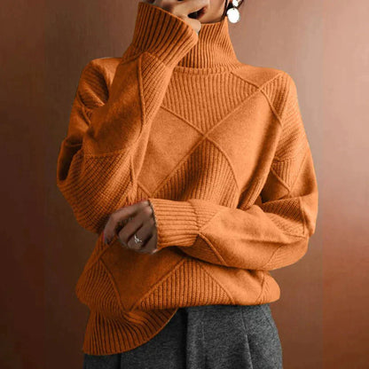 Pull col roulé en grosse maille femme