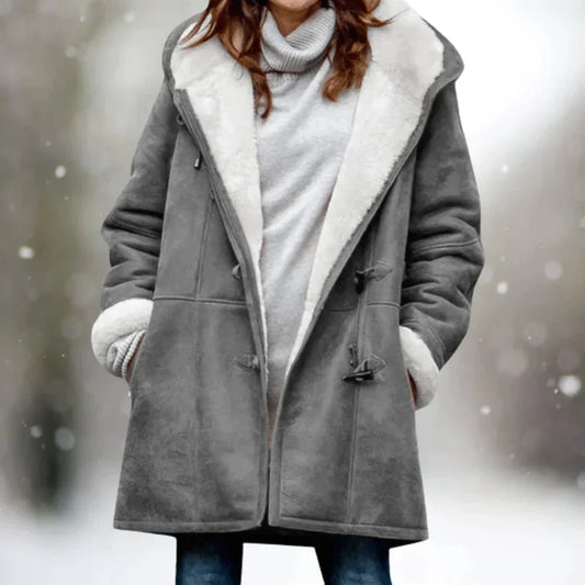 Veste en daim à capuche doublée polaire – Svetlana