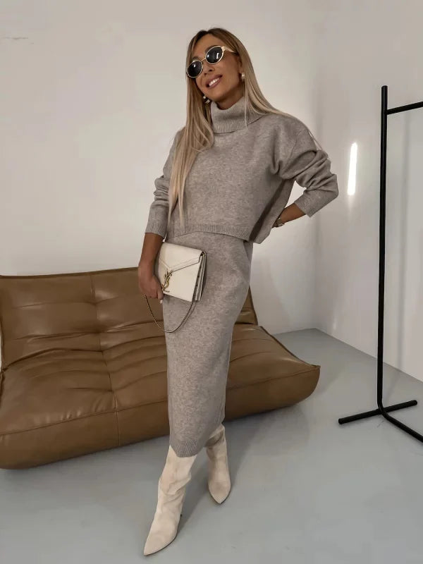 Ensemble robe midi et pull col roulé femme – Juls