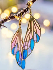 Boucles d'oreilles ailes translucides dégradé femme