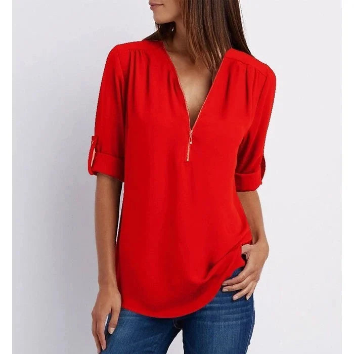 Chemisier ample manches 3/4 grande taille femme – Marta