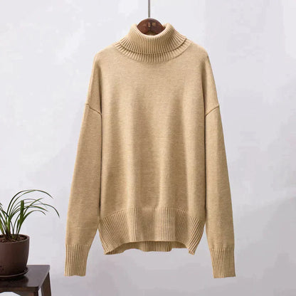 Pull col roulé oversize en coton femme