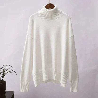 Pull col roulé oversize en coton femme