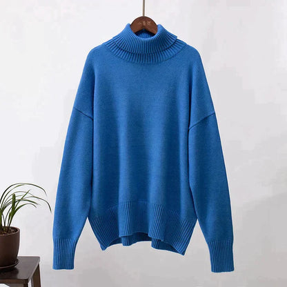 Pull col roulé oversize en coton femme