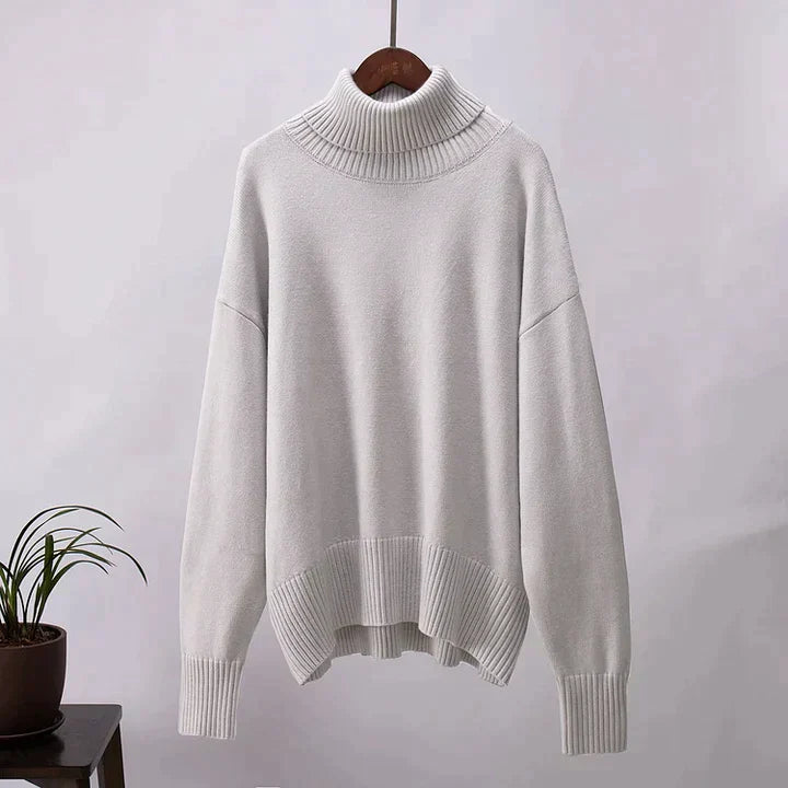 Pull col roulé oversize en coton femme