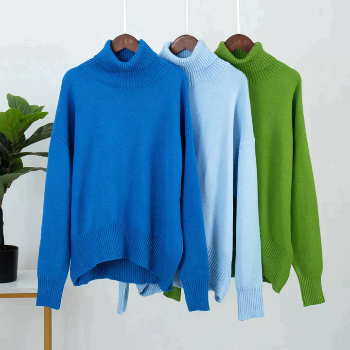 Pull col roulé oversize en coton femme