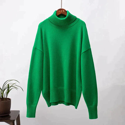 Pull col roulé oversize en coton femme