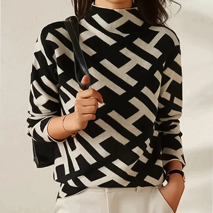 Pull col roulé en maille à monogramme femme – Fernanda