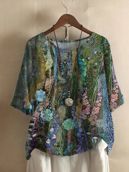 Chemise trapèze imprimé art floral
