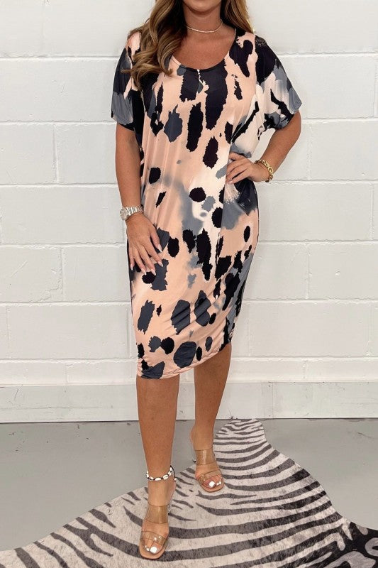 Robe oversize imprimée multicolore femme