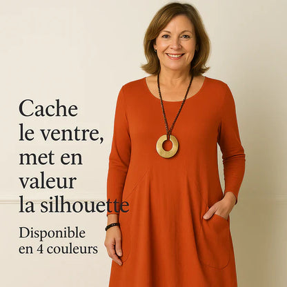 Robe élégante manches longues effet ventre plat femme – Sophie