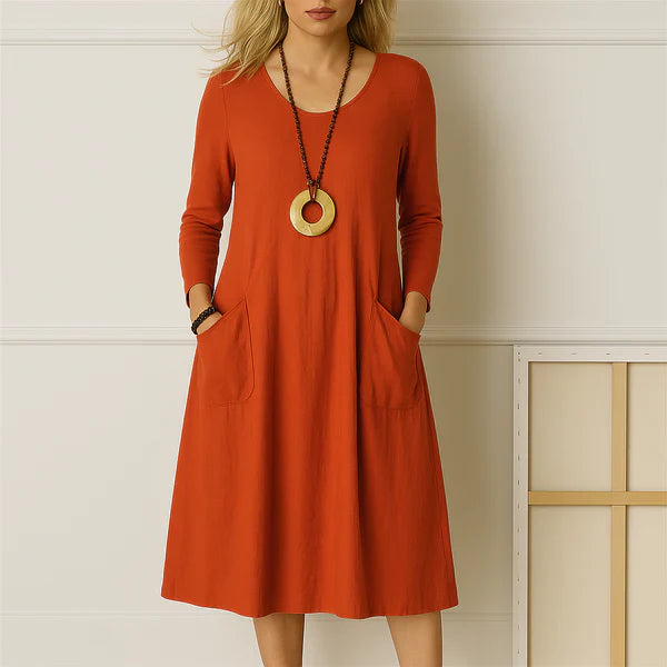 Robe élégante manches longues effet ventre plat femme – Sophie