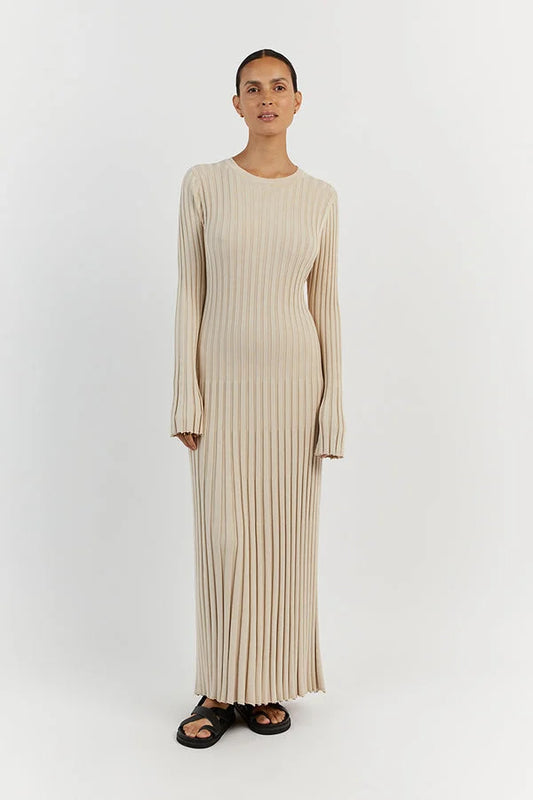 Robe midi en maille col rond femme – Monica