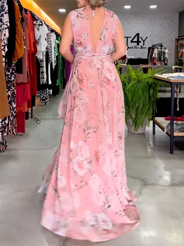 Robe longue élégante dos en V femme