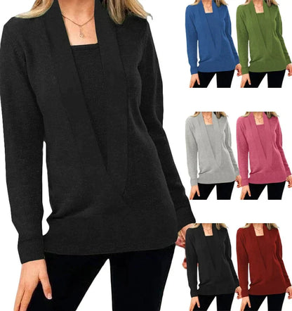 Pull croisé en maille uni femme – Wendy