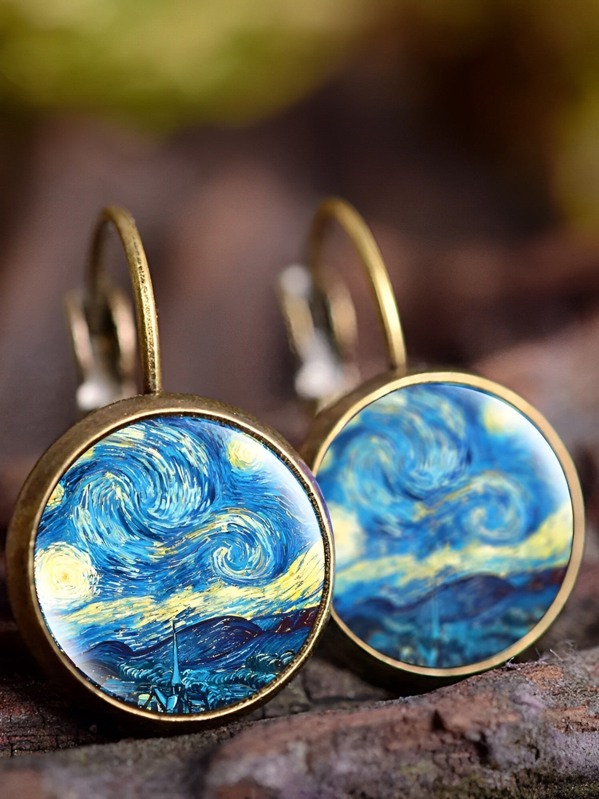 Boucles d'oreilles vintage peinture à l'huile femme