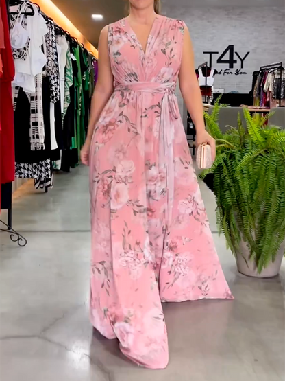 Robe longue élégante dos en V femme
