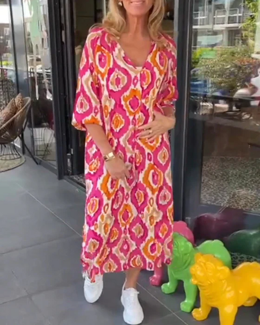 Robe imprimée demi-manches femme