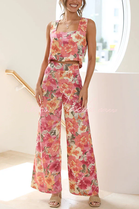 Ensemble débardeur fleuri et pantalon large femme – Truly Darling