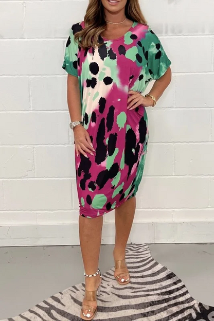 Robe oversize imprimée multicolore femme