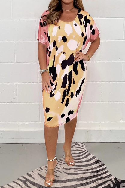 Robe oversize imprimée multicolore femme