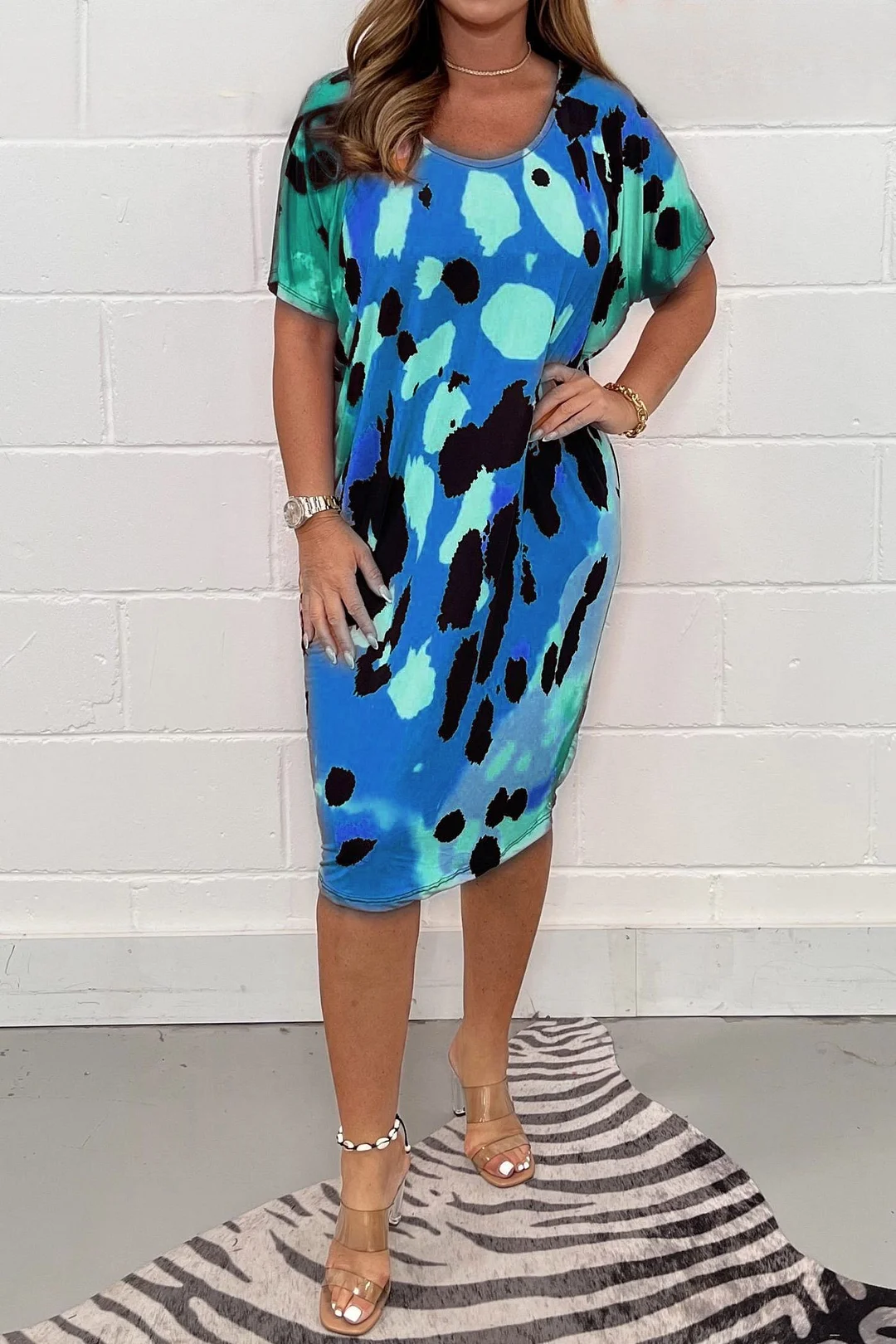 Robe oversize imprimée multicolore femme