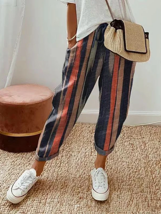 Pantalon rayé vintage femme