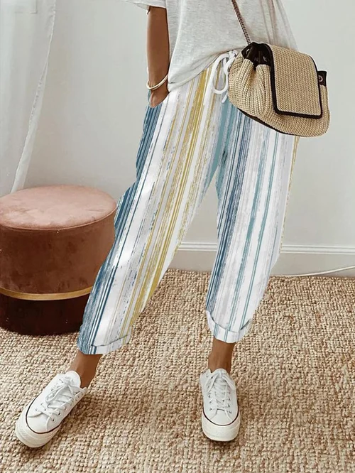 Pantalon d'intérieur rayé vintage femme