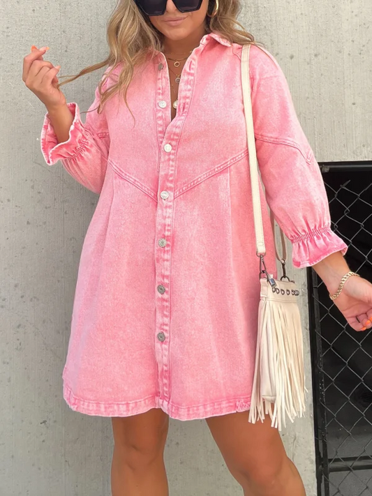 Robe en jean manches 3/4 femme