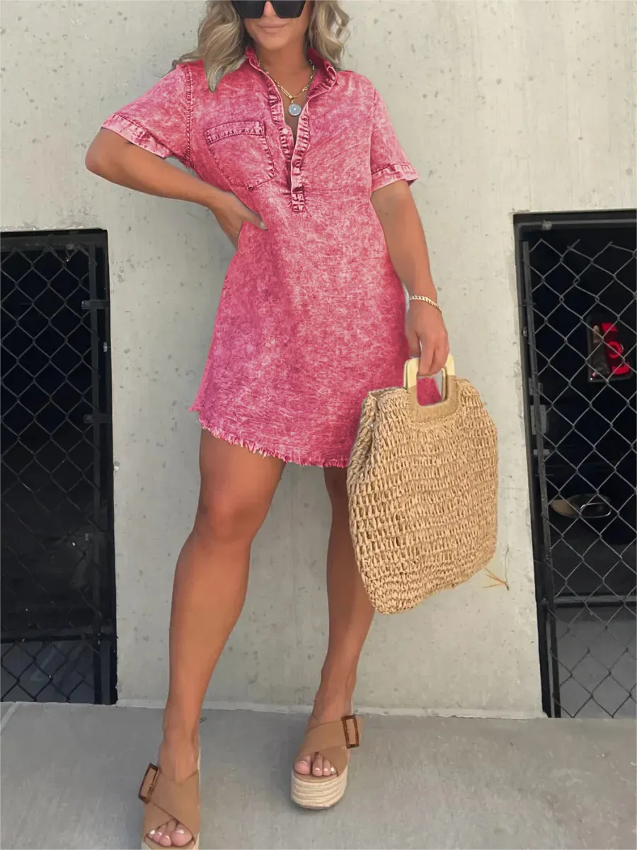 Robe chemise délavée femme