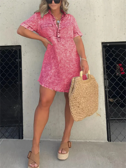 Robe chemise délavée femme