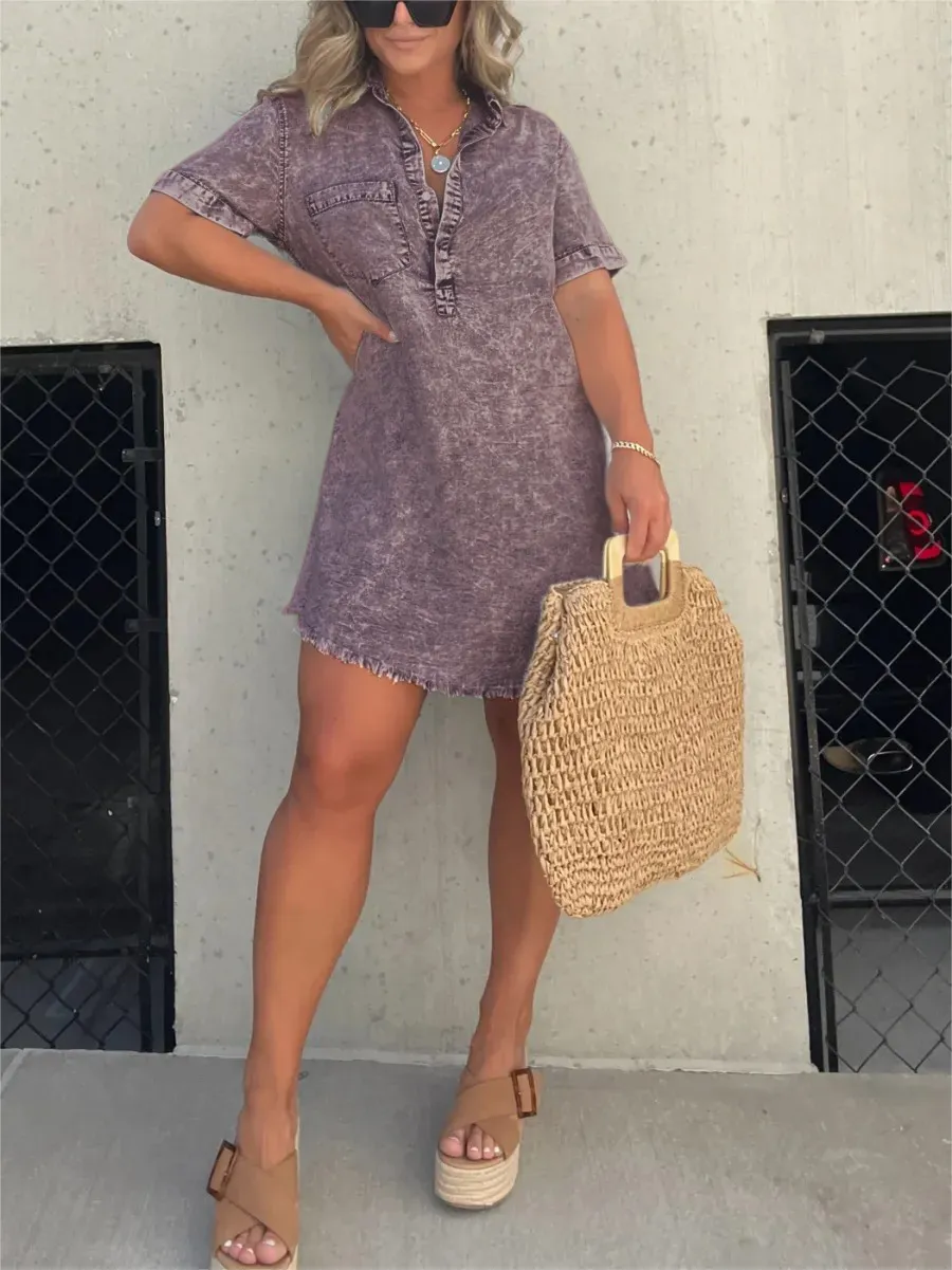 Robe chemise délavée femme