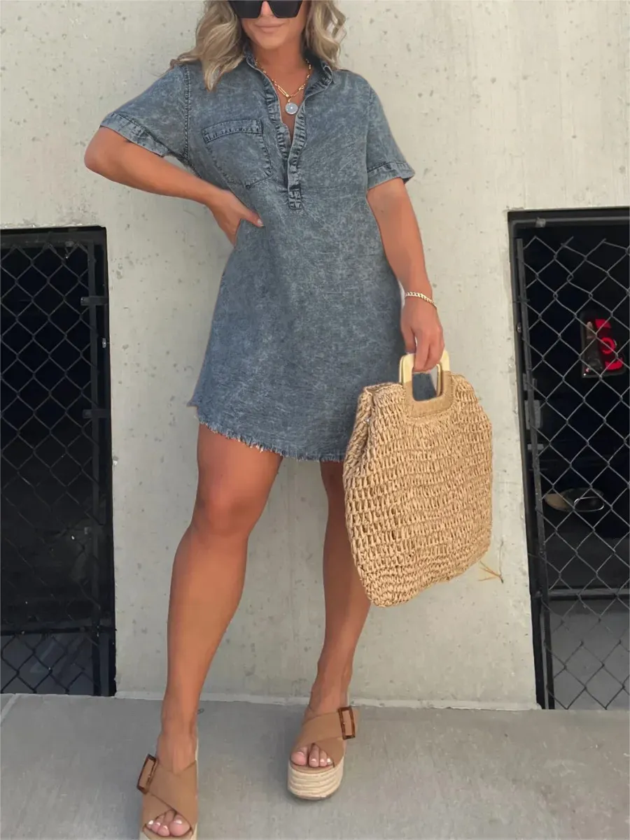 Robe chemise délavée femme