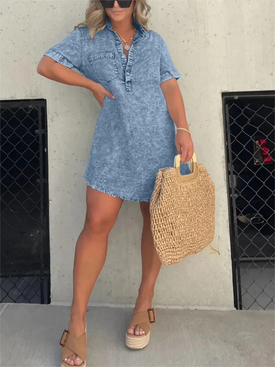 Robe chemise délavée femme