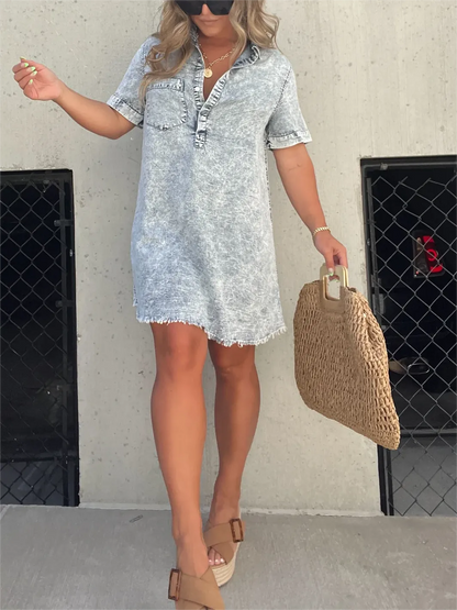 Robe chemise délavée femme