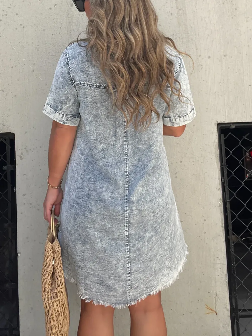 Robe chemise délavée femme
