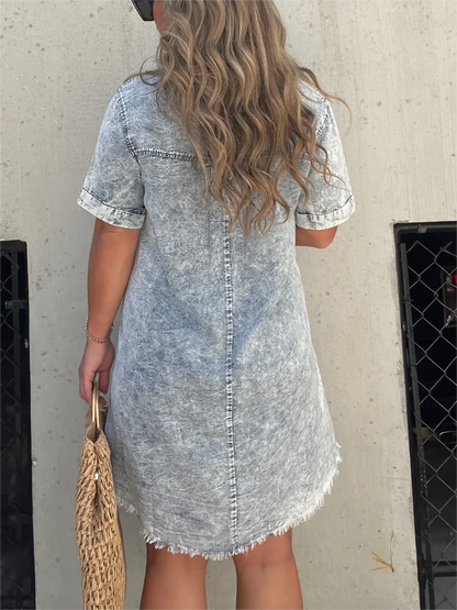 Robe chemise délavée femme
